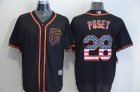 San Francisco Giants #28 Buster Posey black usa flag majestic mlb baseball jerseys