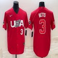 2023 World Cup #3 Mookie Betts red USA majestic baseball jerseys 07