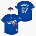 2024 World Series Champions Los Angeles Dodgers #67 Honor Vin Scully blue Throwback baseball Jerseys-SG