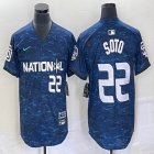 National League #22 Juan Soto blue Nike Royal 2023 MLB All-Star Game Vapor Premier Elite Player Jersey