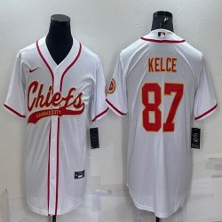 Nike Kansas City Chiefs #87 white baseball jerseys Joint name-BD