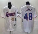 Nike Texas Rangers #48 Jacob deGrom white majestic baseball jerseys Champion patch-BD 01