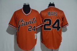 San Francisco Giants 24# Willie Mays Orange throwback baseball Jerseys