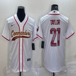 Nike Washington Commanders #21 Sean Taylor white baseball jerseys Joint name-BD