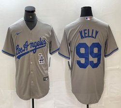 Los Angeles Dodgers #99 Kelly Nike gray majestic baseball Jersey-BD 05