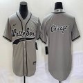 Nike Chicago White Sox blank gray majestic baseball jersey big logo Joint name -BD 03