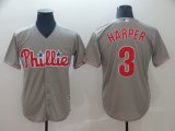 Philadelphia Phillies #3 Bryce Harper gray majestic mlb Jersey