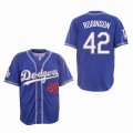 Los Angeles Dodgers 42 Jackie Robinson blue majestic baseball jerseys-SG