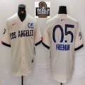 Nike Los Angeles Dodgers #05 Freddie Freeman beige fashion majestic baseball jerseys