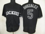 MLB Colorado Rockies 5 Gonzalez Black Fashion Jerseys