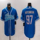 Nike Detroit Lions #97 Aidan Hutchinson blue baseball jerseys Joint name-BD