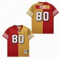 San Francisco 49ers 80 J.Rice red yellow splits Throwback NFL jersey