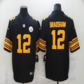 Pittsburgh Steelers Bradshaw #12 Nike black yellow Color Rush Limited Jersey-BD