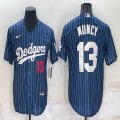 Nike Los Angeles Dodgers #13 Max Muncy blue throwback majestic baseball Jersey 01