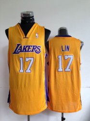 Los Angeles Lakers #17 Jeremy Lin yellow nba jersey