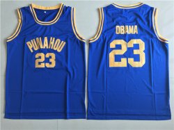 Punahou High School Throwback #23 blue Barack Obama Jerseys