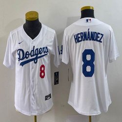 Youth Nike Los Angeles Dodgers #8 Enrique Hernandez white majestic baseball jerseys 01