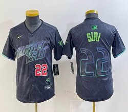 Youth Nike Tampa Bay Rays #22 Jose Siri black majestic baseball jersey city version 01