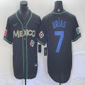 2023 World Cup Mexico #7 Julio Urias black majestic baseball jerseys 149