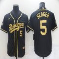 Custom Los Angeles Dodgers #5 Corey Seager black gold fashion majestic baseball Jersey-BD