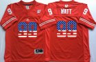 Wisconsin Badgers #99 red USA Flag College Football Jersey