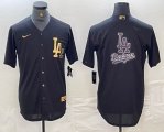 Nike Los Angeles Dodgers blank black gold majestic baseball Jersey -BD 02