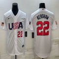 2023 World Cup #22 Clayton Kershaw white USA majestic baseball jerseys 08