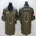 Nike Baltimore Ravens #8 Lamar Jackson green 2021 Salute to Service Limited Jersey