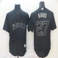 Los Angeles Angels #27 Kiiiid black majestic mlb baseball jersey Nickname version