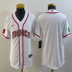 Youth 2023 World Cup Mexico blank white majestic baseball jerseys 08