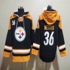 Custom Pittsburgh Steelers #36 Bettis black yellow NFL Hooded Sweatshirt