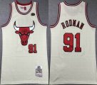 Chicago Bulls #91 Dennis Rodman beige Throwback nba basketball jerseys -XD