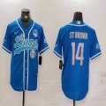 Nike Nike Detroit Lions #14 Amon Ra St Brown blue baseball jerseys Joint name-BD 03