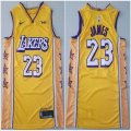 Nike Los Angeles Lakers #23 LeBron James Yellow basketball jerseys City Version-TY