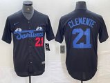 Santurce Crabbers Puerto Rico #21 Roberto Clemente black majestic baseball jerseys