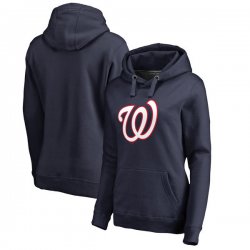 Washington Nationals Women\'s Plus Sizes Primary Team Logo Pullover Hoodie - Navy