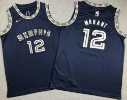 Youth nike Memphis Grizzlies 12 Ja Morant dark blue nba basketball jerseys-XD