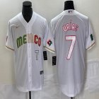 2023 World Cup Mexico #7 Julio Urias white majestic baseball jerseys 83