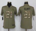 Women Nike Dallas Cowboys 21 Elliott Olive Camo Carson 2017 Salute to Service Elite Player