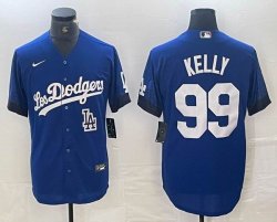 Nike Dodgers #99 Joe Kelly blue fashion MLB baseball Jersey Joint name -BD 01