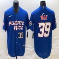 Puerto Rico Baseball #39 Edwin Diaz blue 2023 World Baseball Classic Replica Player Jersey 02