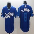 Los Angeles Dodgers #8 El Ministro blue majestic baseball jersey