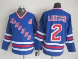 New York Rangers #2 Brian Leetch Blue Ice Hockey Jersey A patch