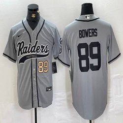 Nike Las Vegas Raiders #89 Brock Bowers gray baseball jerseys Joint Name 01