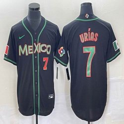 2023 World Cup Mexico #7 Julio Urias black majestic baseball jerseys 174