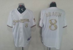 Milwaukee Brewers 8# BRAUN white camo MLB Jerseys