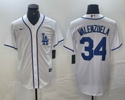 Nike Los Angeles Dodgers #34 Fernando Valenzuela white MLB baseball Jersey Joint name -BD