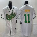 Nike Eagles #11 Carson A.J. Brown white baseball jerseys Joint name-BD