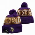 2024 Minnesota Vikings purple white yellow NFL Sports Cuffed Knit Hats 01