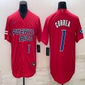 Puerto Rico Baseball #1 Carlos Correa red 2023 World Baseball Classic Replica Player Jersey